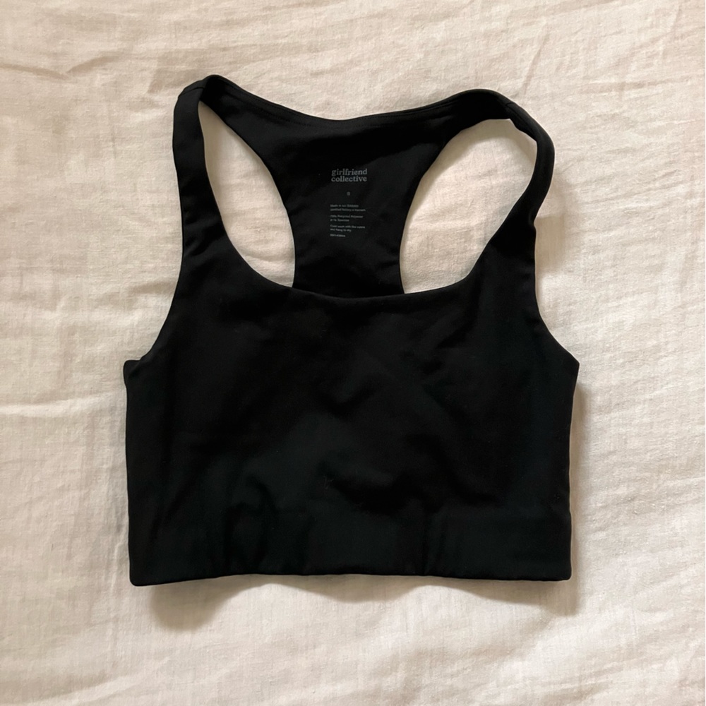 Girlfriend Collective Paloma Racerback Bra, color black, sz small